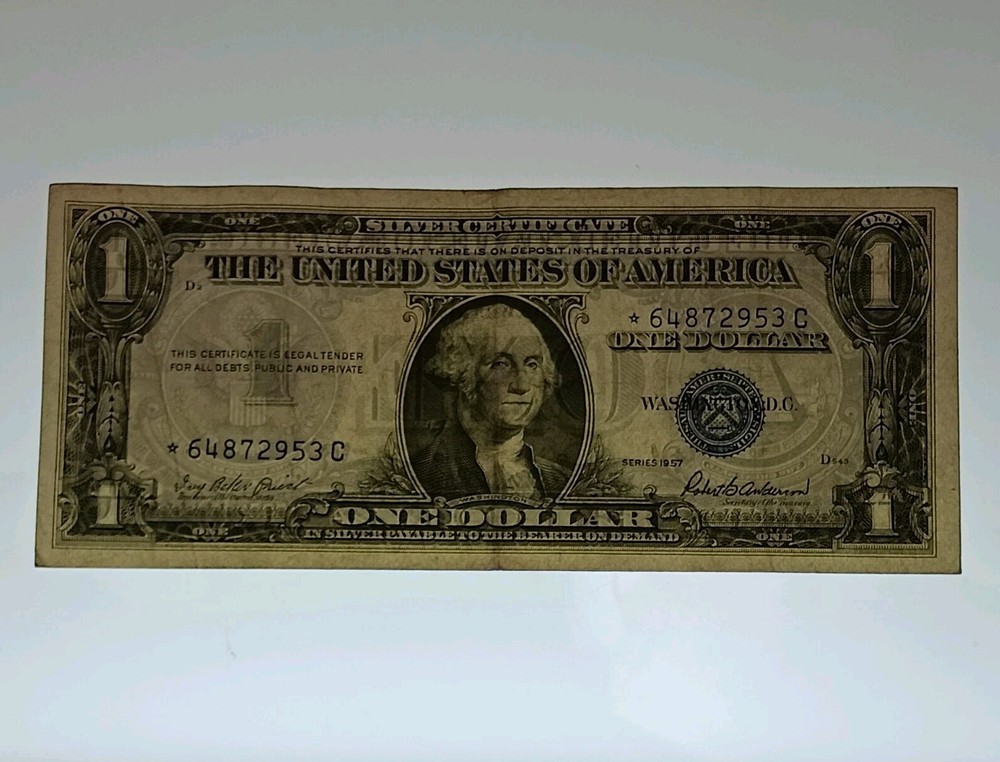 1957 Star Note Silver Certificate 8 Sequential Serial #'s Fancy Serial $1.00