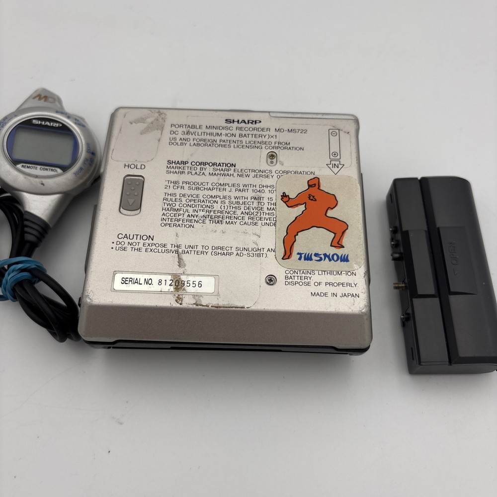 SHARP MD-MS722 PORTABLE MINIDISC RECORDER Player UNTESTED
