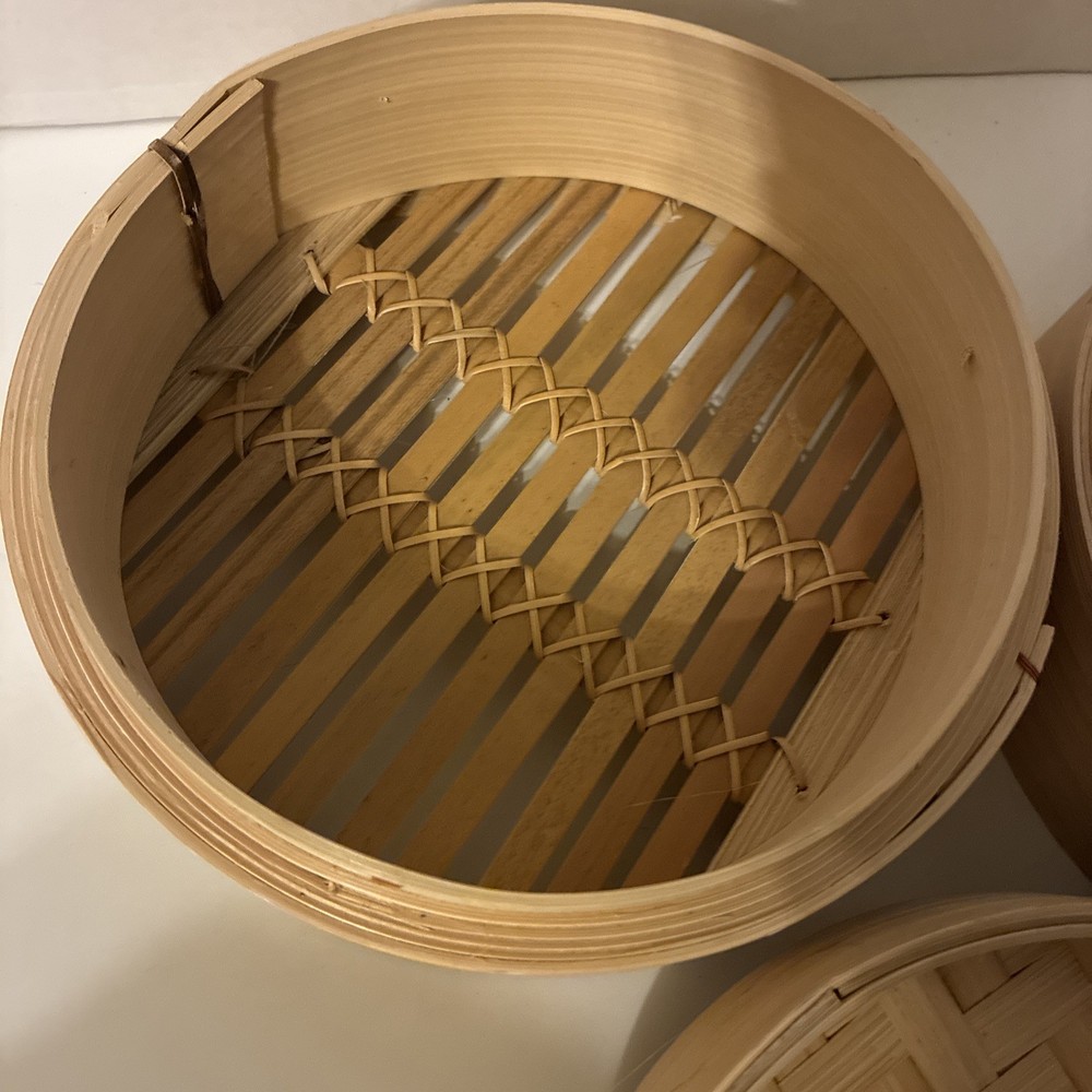 Bamboo Steamer Baskets | 3 Piece Set | 2 Baskets , 1 Lid