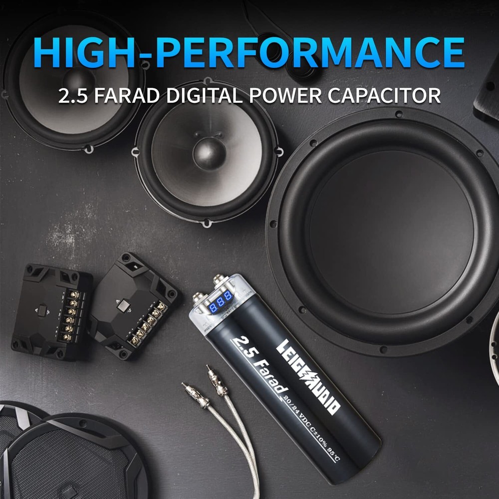 LEIGESAUDIO 2.5 Farad Digital Power Capacitor for Car Audio System, Performan...