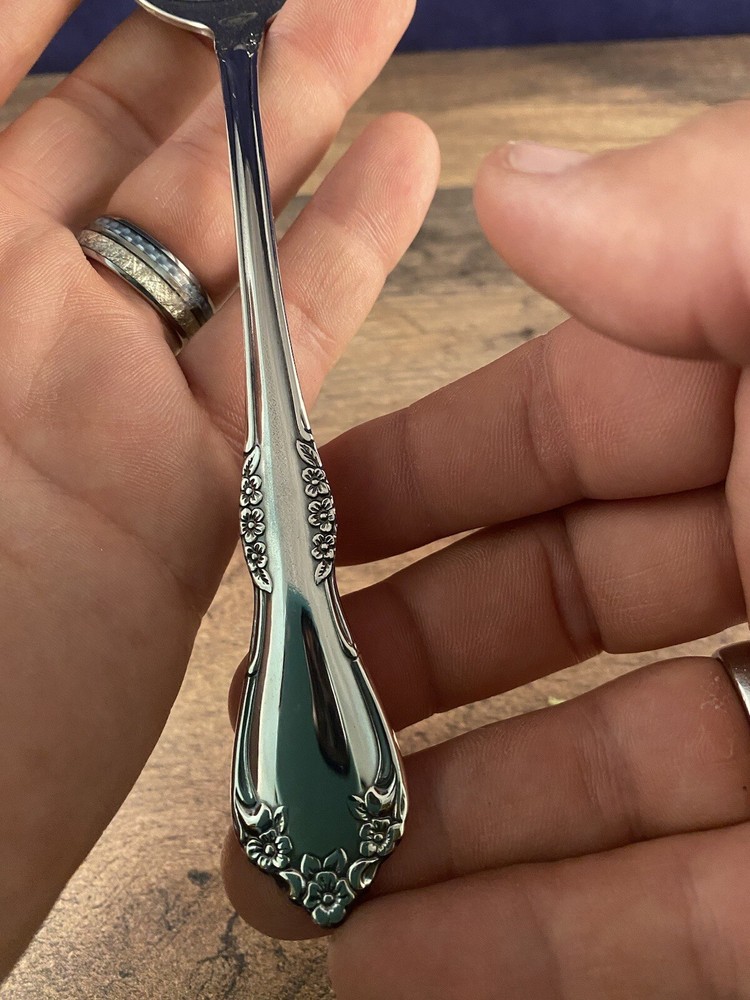 Large Oneida Canada Serving Spoon Scroll Flower Design Unknown Pattern