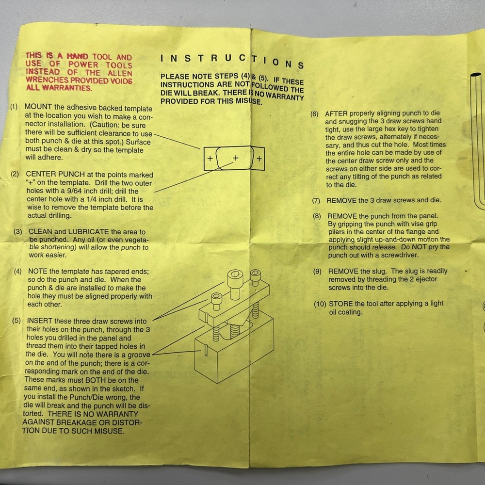Challenge Tool DB25 Computer Connector Hole Punch Knockout Die