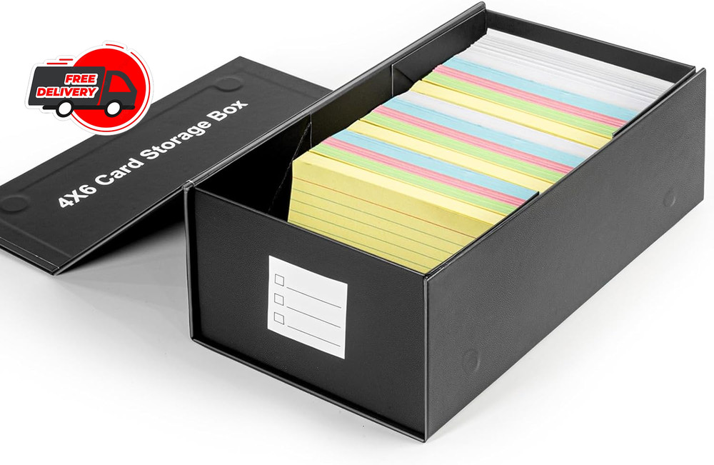 4x6 Index Card Holder Storage Box, Index Card Holder Organizer, 4x6 Recipe Card