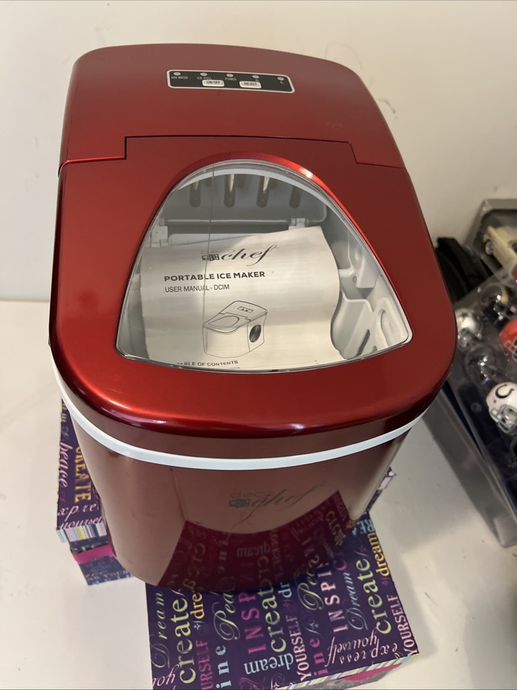 Deco Chef Ice Maker Portable Countertop Compact Machine Red -Tested & Works