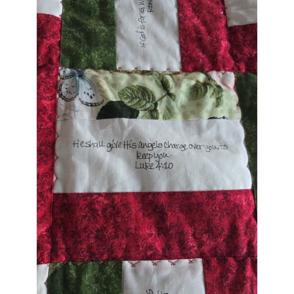Handmade Machine Stitched Lap Patchwork Quilt Bible Scriptures 39x54