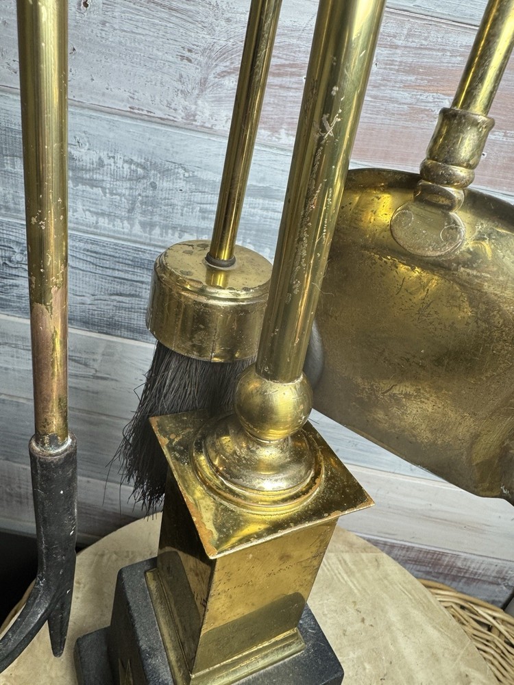 Vintage Brass American Eagle Fireplace Tools