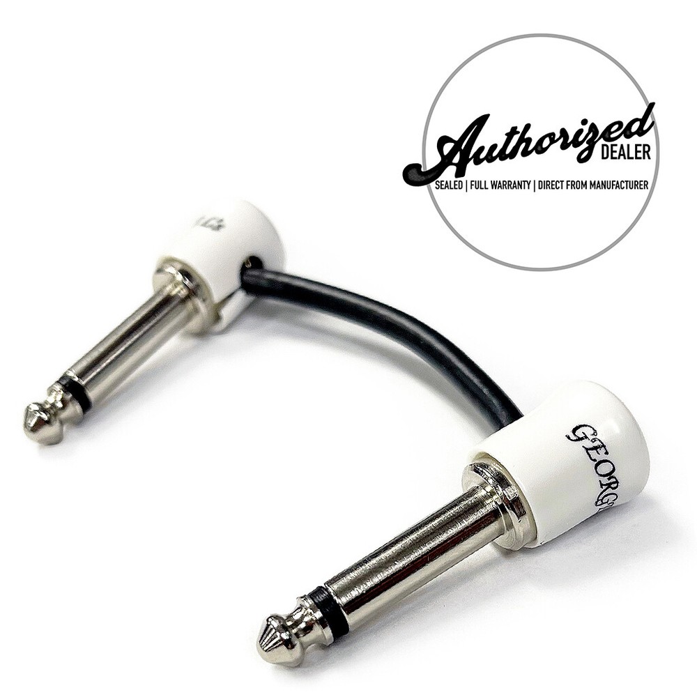 George L's .155 Right Angle Pedalboard White & Black Patch Cable | 2 Inch