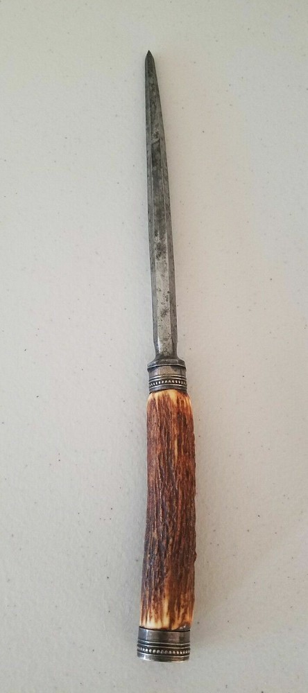 Antique Stag Sterling Silver cuffs Knife Sharpener !