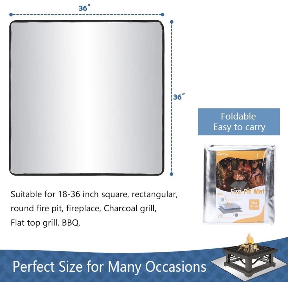 Fire Pit Mat, Patio Fire Heat Resistant Mat, Grill Fireproof Mat Deck Protector