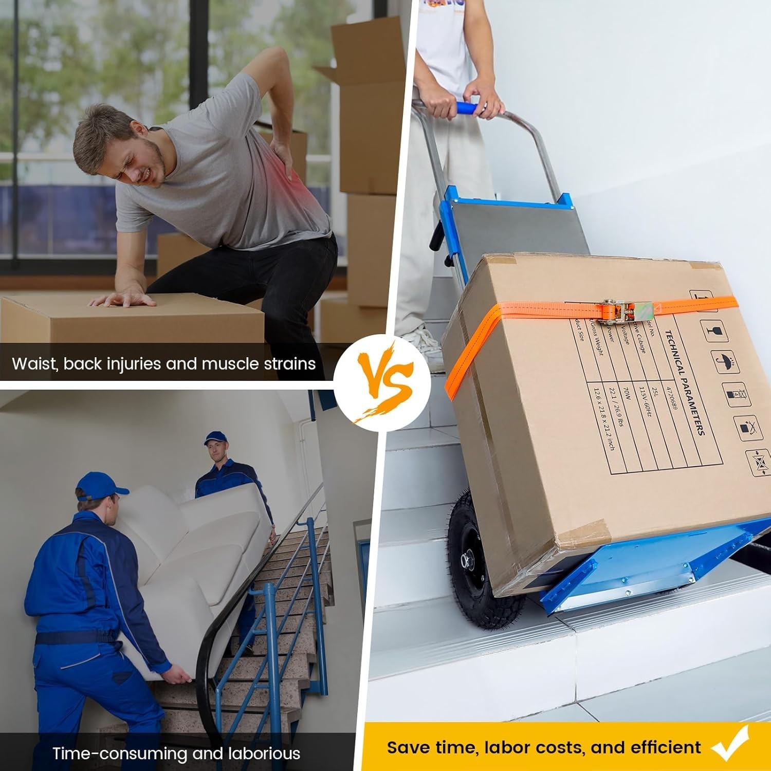 Electric Stair Climbing Hand Trucks Dolly Cart for Moving 880lb Max Capacity US