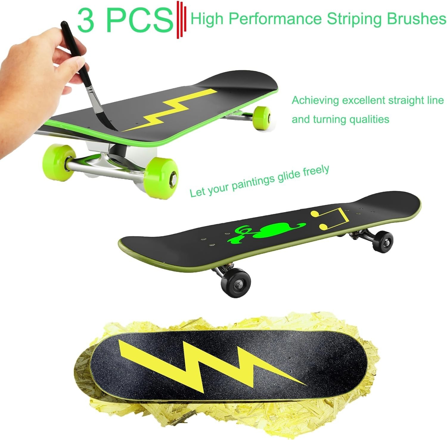 Pinstriping Brush 3 pcs Long Liner Striping Set #1,2,3 Professional Art Kit