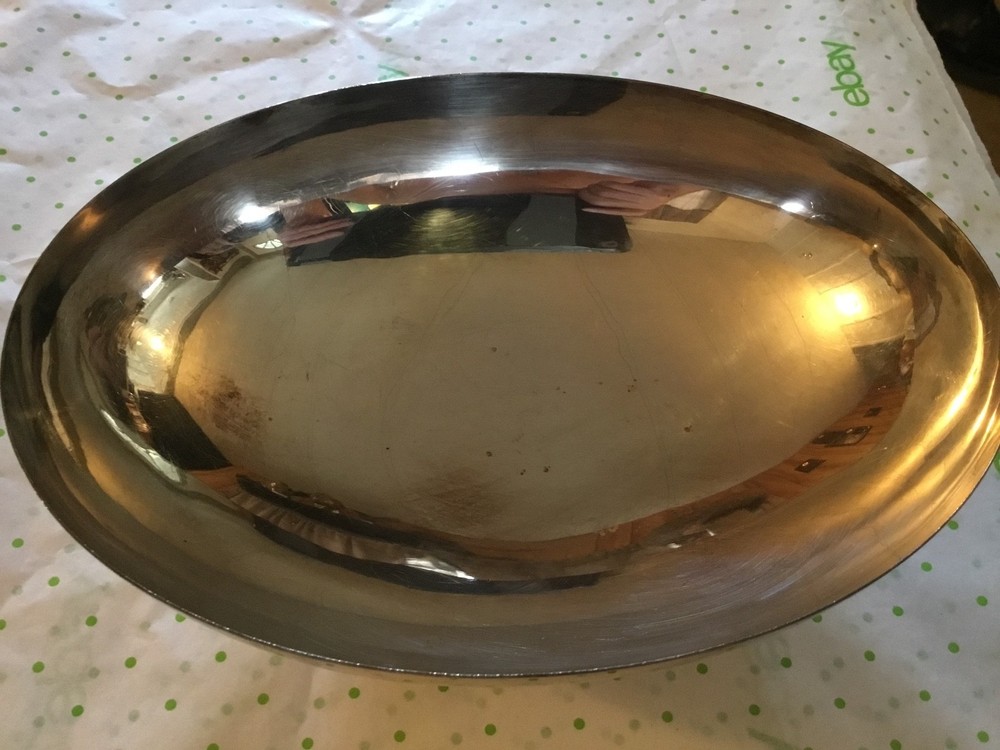 Silver plated oval shaped bowl