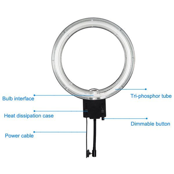 Dimmable Continuous Lighting Fluorescent Studio Photo Ring Light Lamp 65W Hot