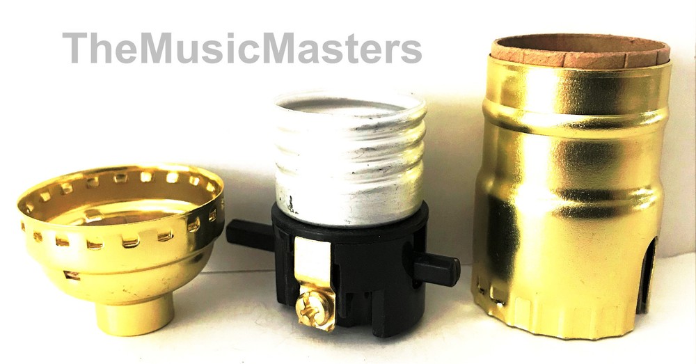 Brass Plated Push-Thru Switch LAMP SOCKET Standard E26/27 Light Bulb Holder Base