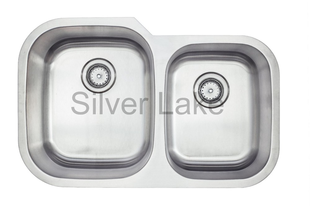 31" L x 20" W 60/40 Double Bowl Rectangular Undermount Kitchen Sink with Grid