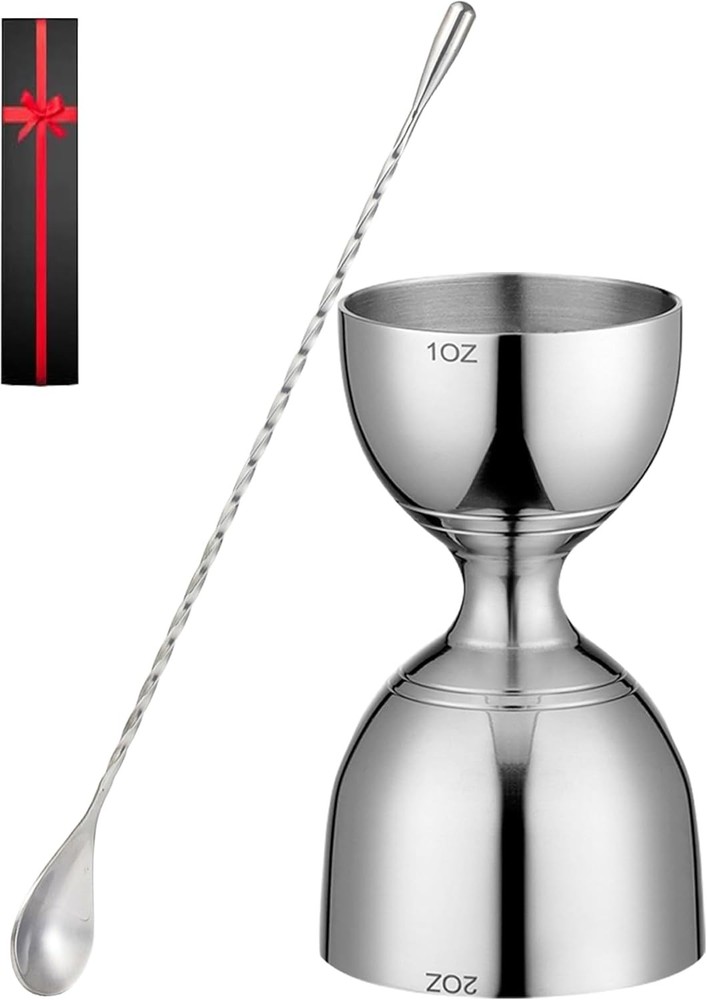 Bell Cotail Jigr with Measuring Marks and Mixing Spoon - Bartender Set