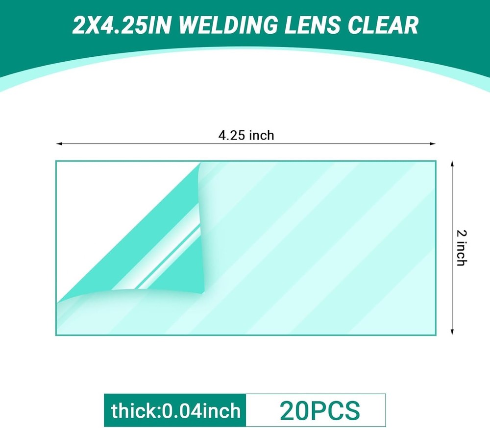Lightweight 20pcs Welding Helmet Lenses 2"x4.25" - Durable & Practical Solution