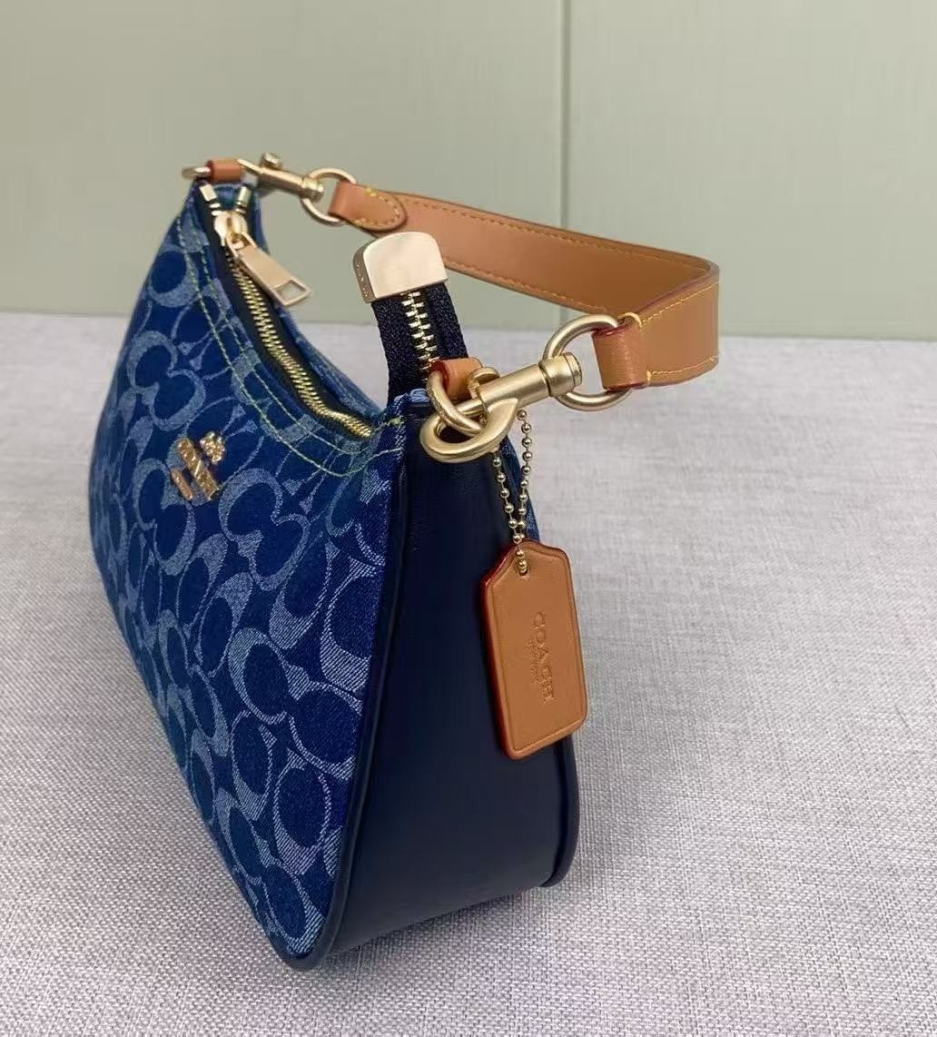 COACH Teri Shoulder Bag In Signature Denim/Blue No cherry Only unpacked Not used