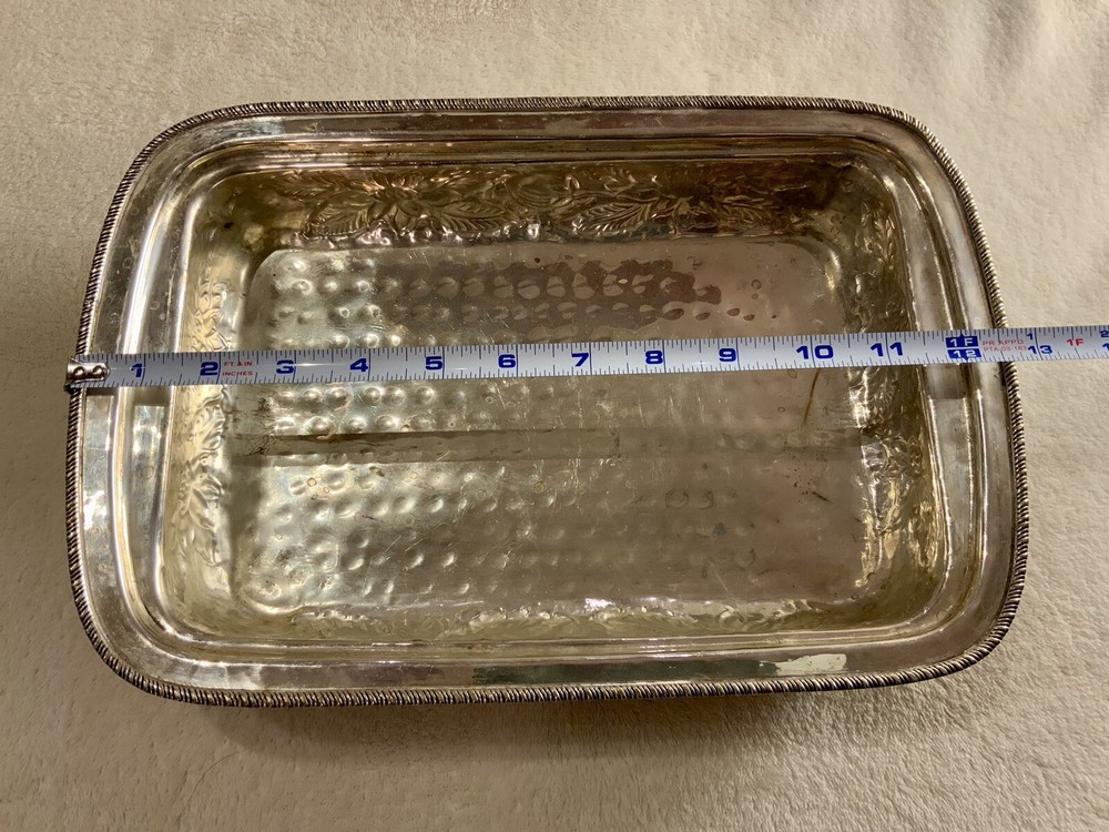 Ornate Silver Plated Footed Casserole-8.5” X 13”