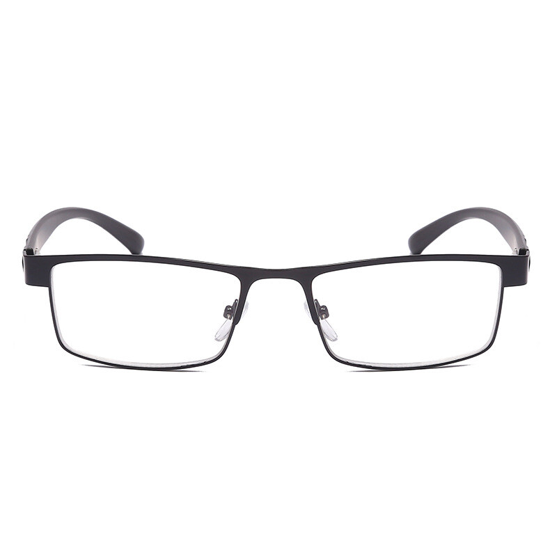 8 Pack Mens Rectangular Metal Frame Classic Reading Glasses Spring Hinge Readers