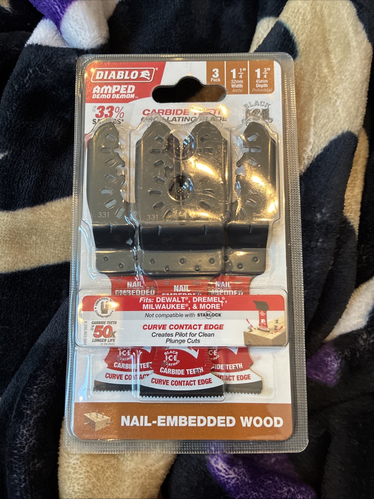 NEW Diablo 1 1/4"W 2"D Universal Fit Oscillating Blade 3ct  DOU125CW3 free ship