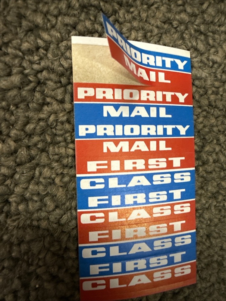 VTG 10 Sheets Priority Mail First Class Mail Stickers NOS