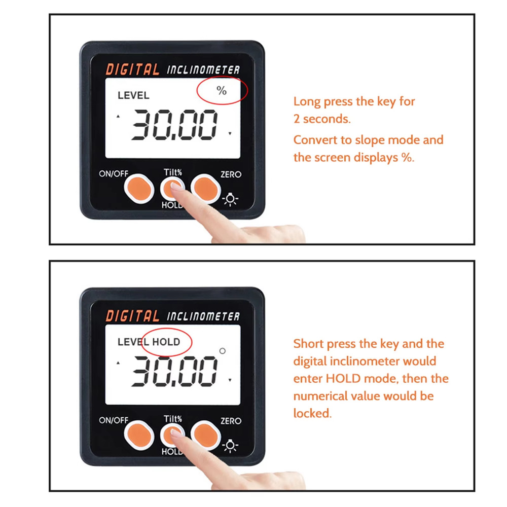 Digital Inclinometer Protractor 0-360° with Magnetic Base for Precision Angle Me