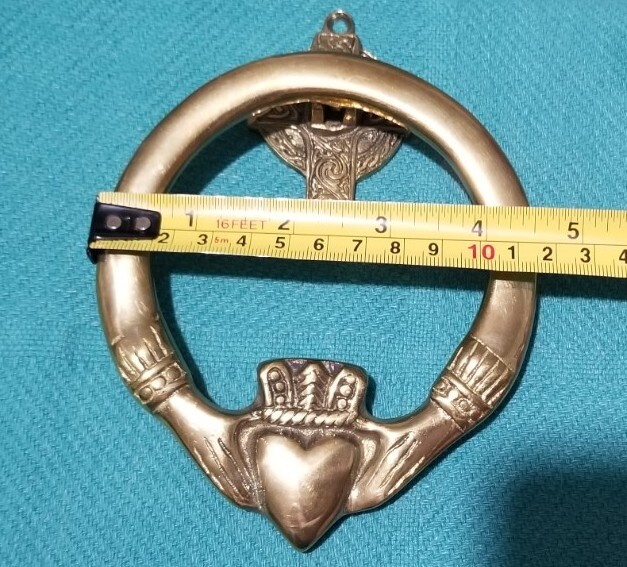 Solid Brass Large Irish Celtic Claddagh  Ring Door Knocker 6" x 4.5" Nice