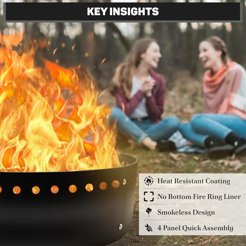 FEBTECH Smokeless Fire Ring Insert - 36" x 10" for Above or In-Ground Setups