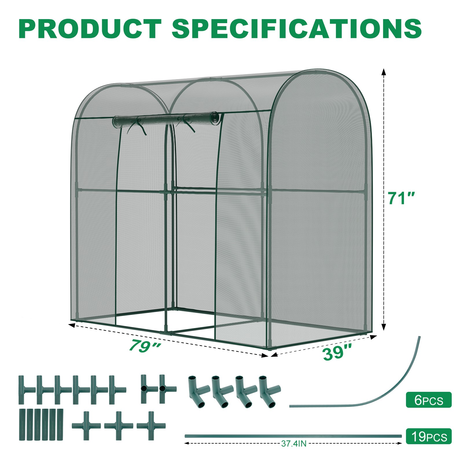 12x4x6FT Walk-in Mesh Crop Cage Plant Cover Protection Tent For Vegetable
