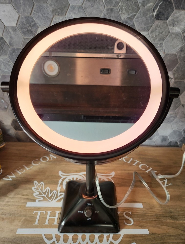 Conair Lighted Vanity Mirror Double Side, 3 Light Setting, Bronze 15x10, Work