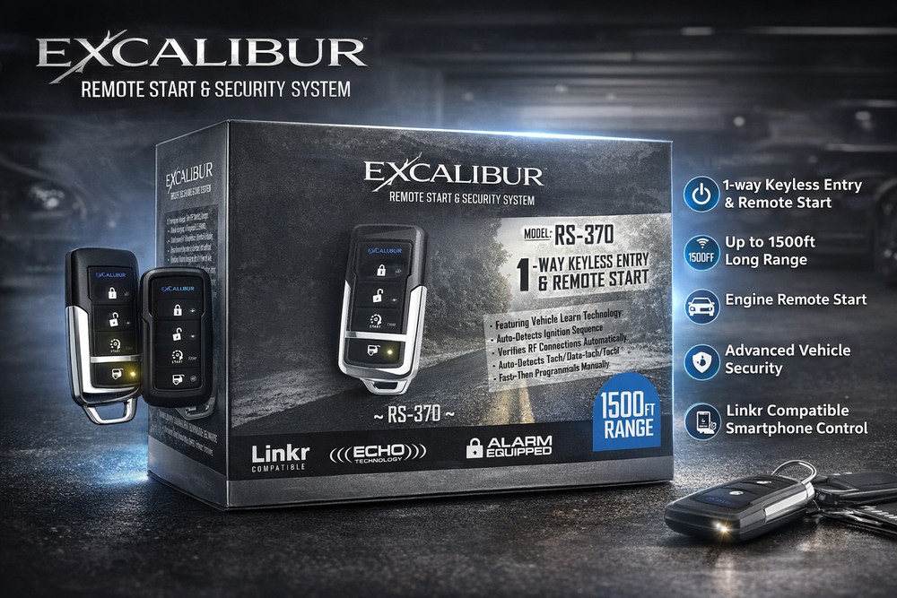Excalibur RS-370 1-Way Keyless Entry & Remote Start Security System 1500 ft Rang