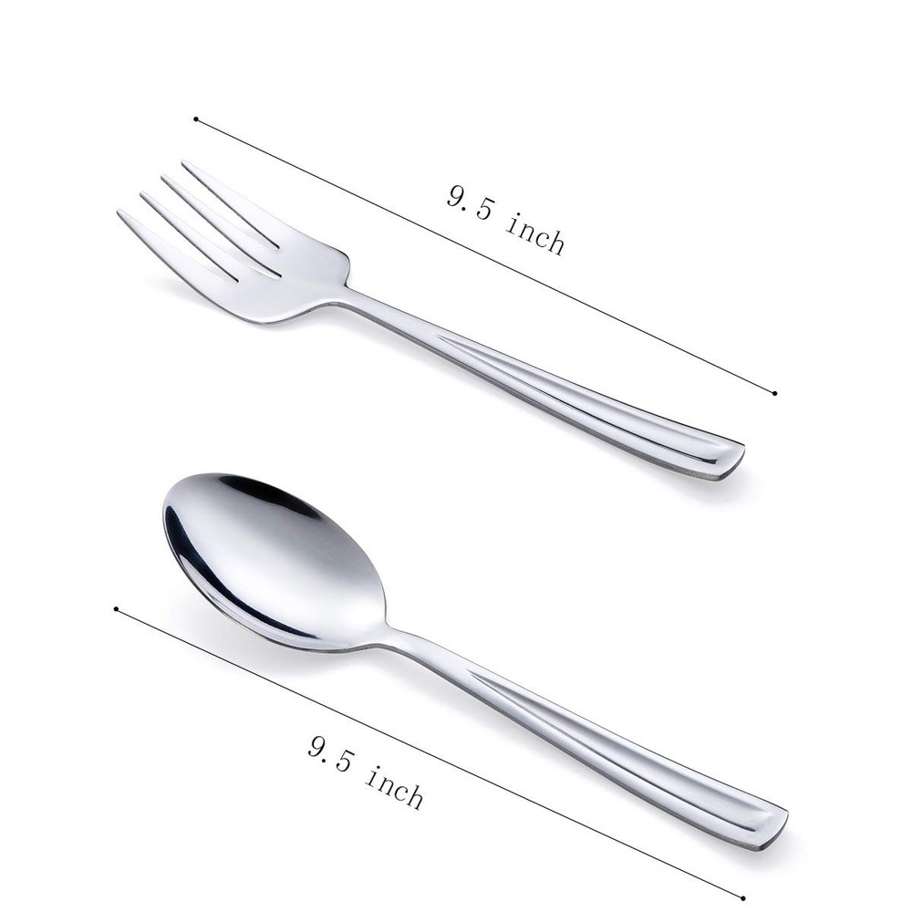 Stainless Steel Serving Spoon and Serving Fork Set, Include 3 Large Serving S...