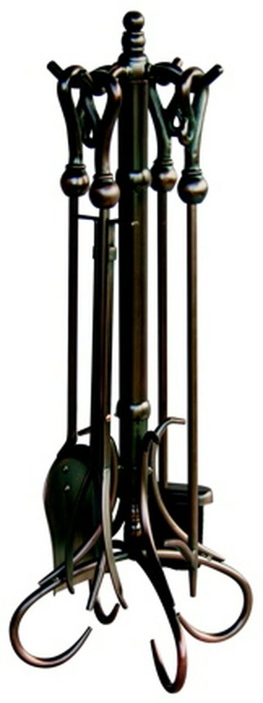 5 Piece Vintage Bronze Fireplace Tool Set