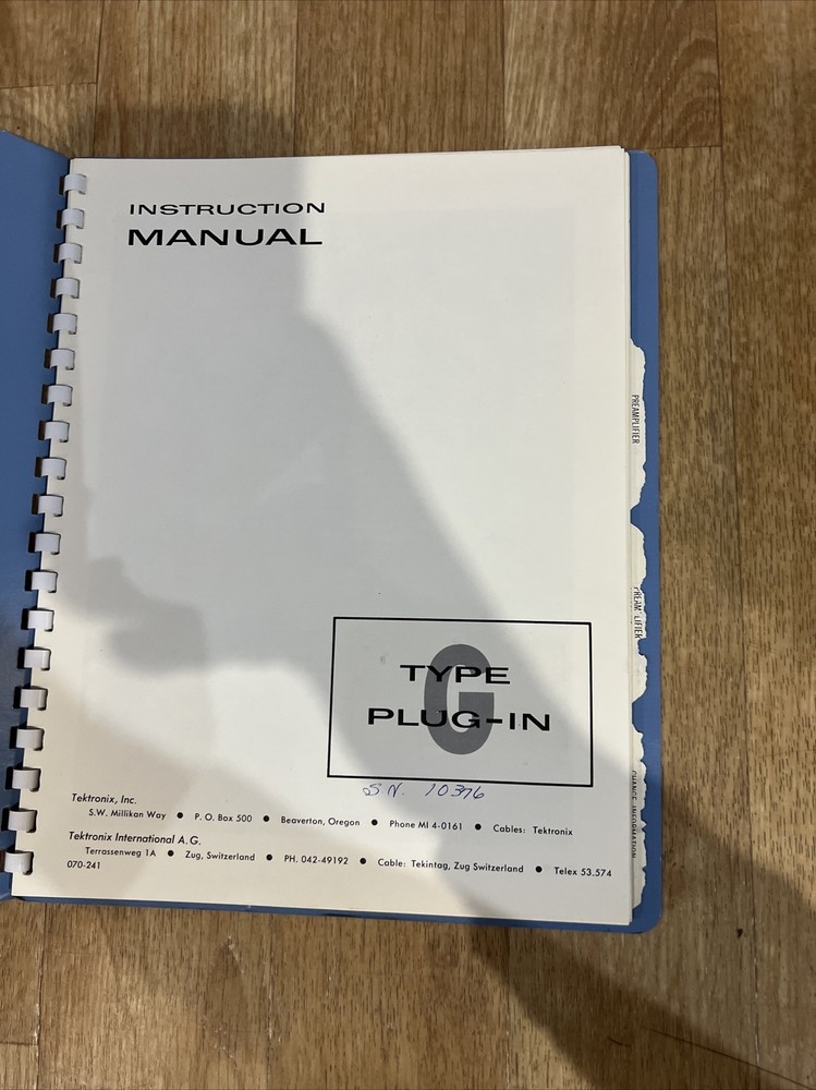 Tektronix Type G Plug-In Instruction Manual TEST BOOK