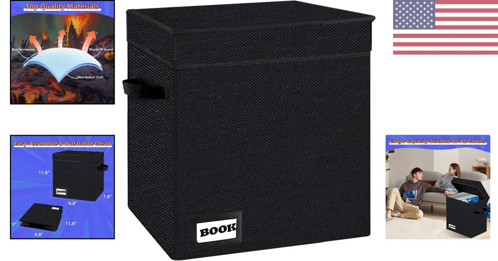 Premium Cotton Linen Comic Book Short Box - Sturdy & Spacious Storage Solution