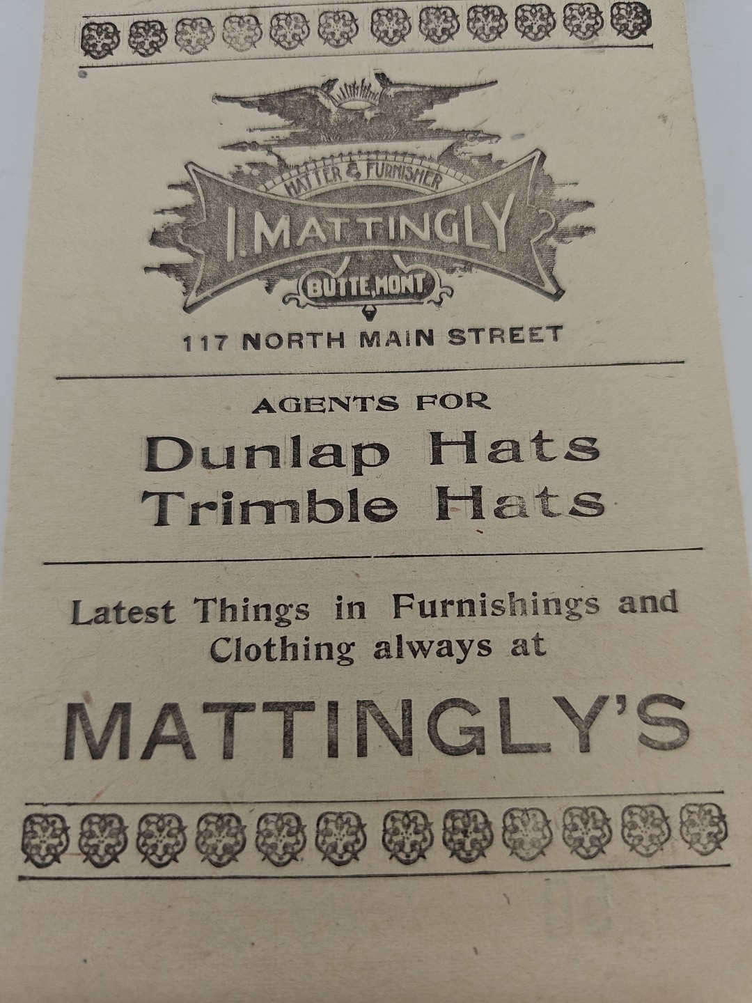 Vtg. 50 Recept Book forDunlap Hat Agency, 1901 Letterhead, Matter & Furmisher