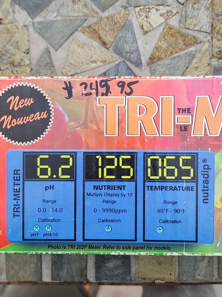 Tri-Meter Nutradip Original 3 In 1 Meter TRI-CMS-202 w/Power Cable. HYDROPONICS