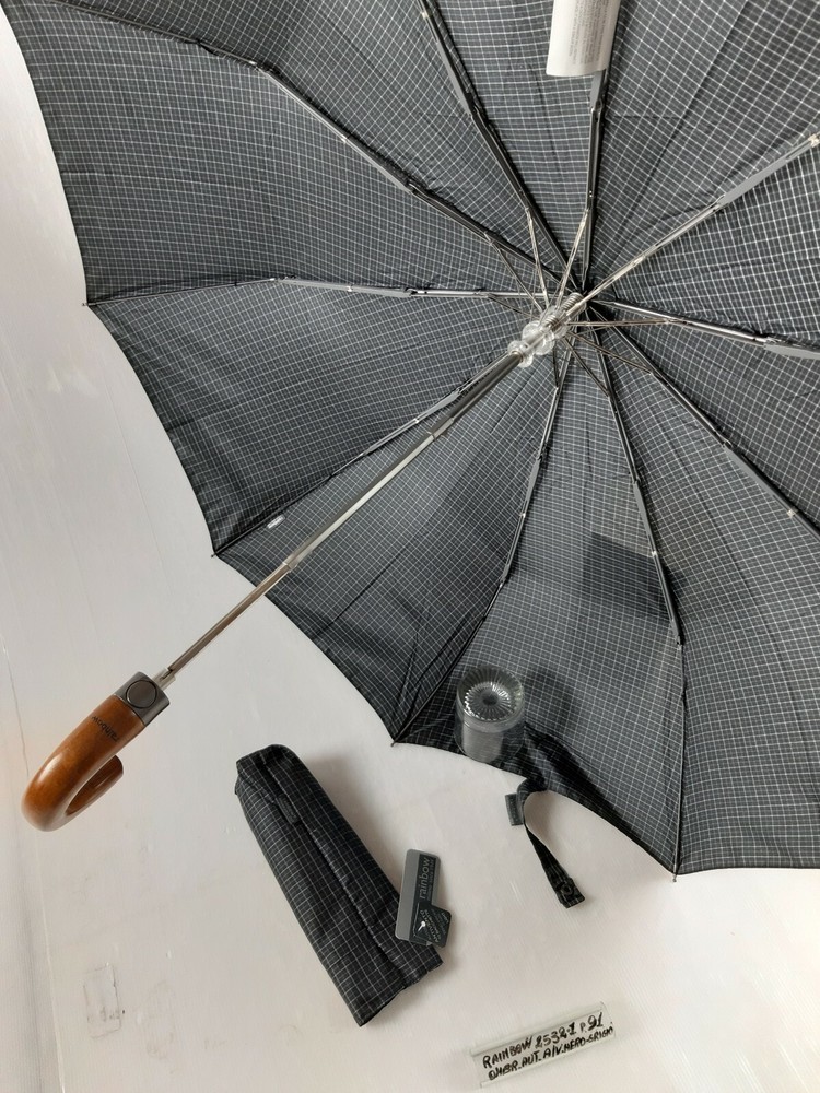 Unisex Mini Umbrella - Automatic - 10 Studs - Black/Grey - 2532-1 - Rainbow