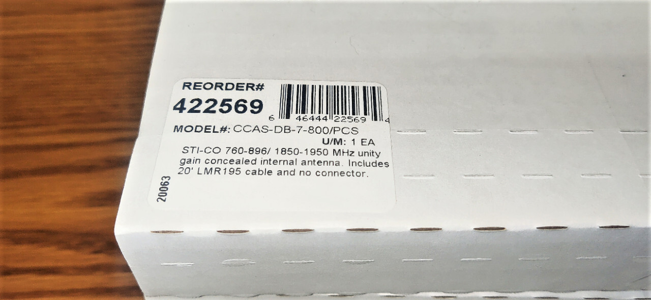 STI-CO CONCEALED RADIO/CELLULAR/MOBILE DATA ANTENNA CCAS-DB-7-800/PCS DUAL-BAND