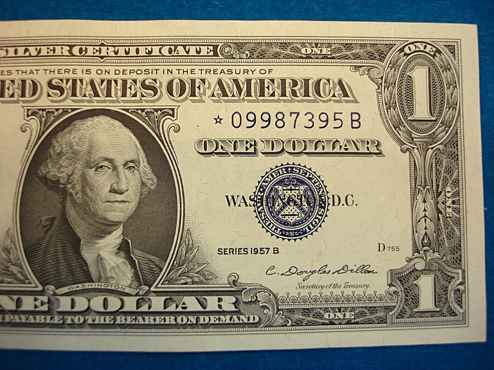 SERIES 1957B $1 SILVER CERTIFICATE **STAR NOTE** - CRISP& NICE REPLACEMENT NOTE