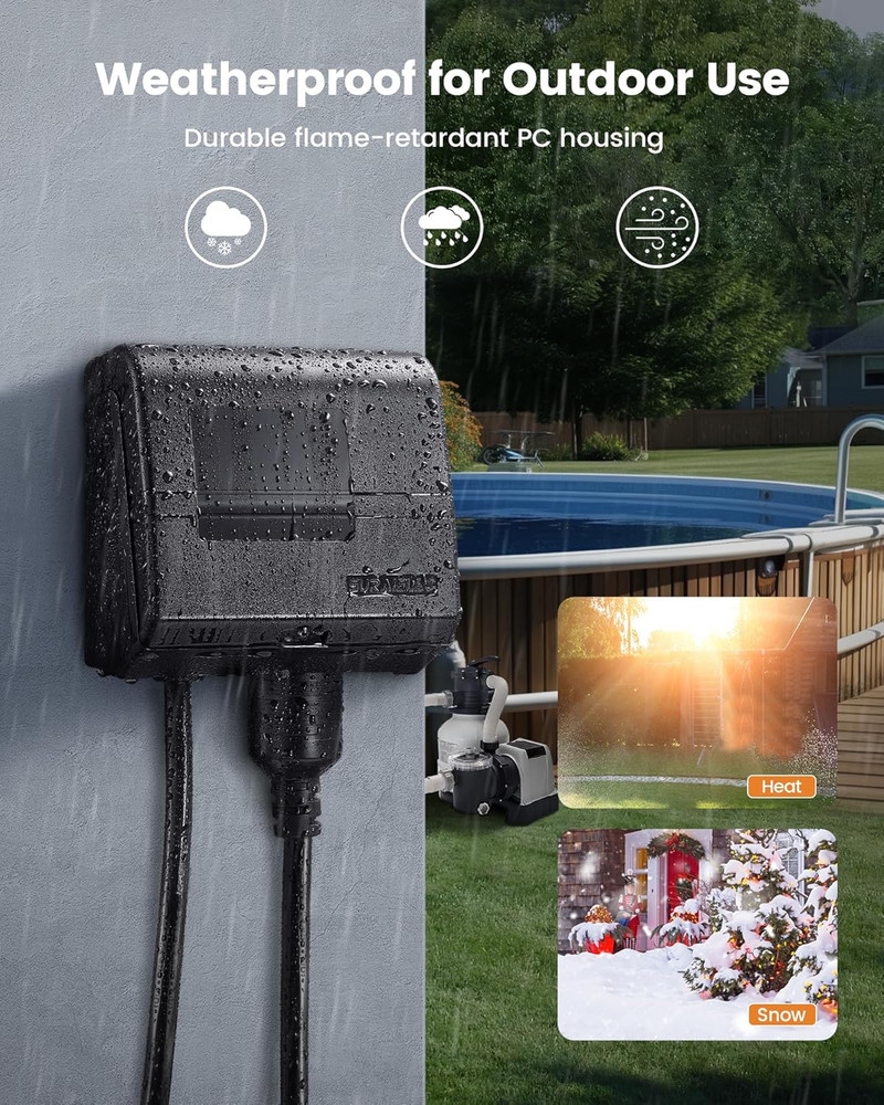 Digital Pool Timer for above Ground Pools, NEMA L5-20R Twist-Lock Plug-In Timer,