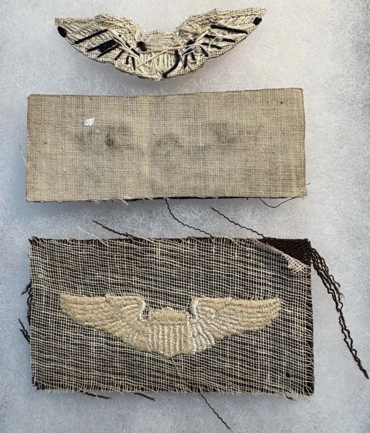 3 Vintage USAAF / 8th AAF Pilot Wings ~ Bullion & Wool British Made / OD US made