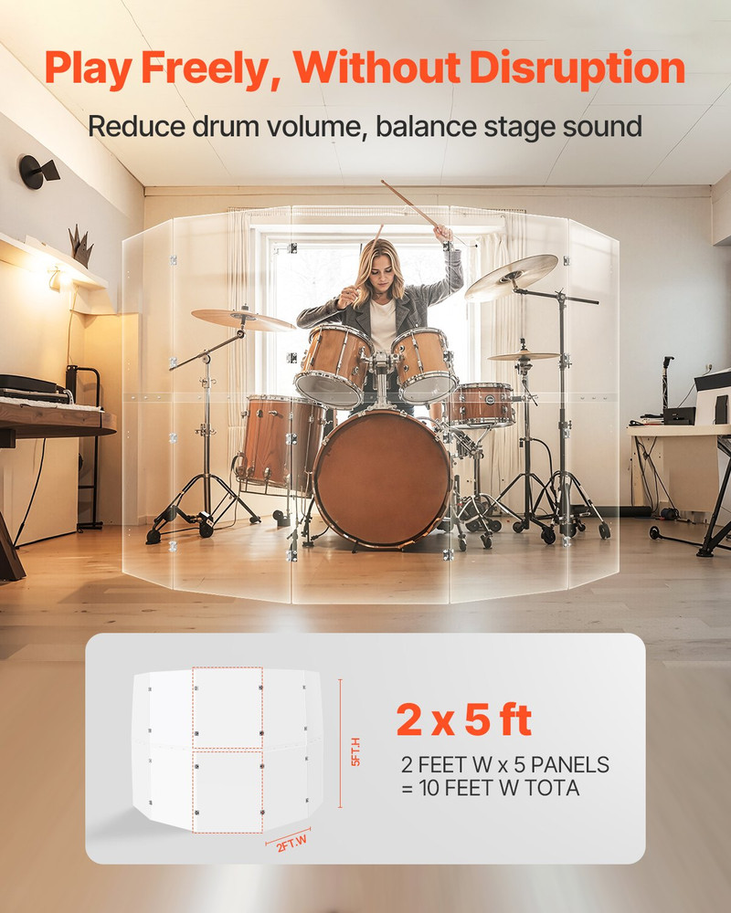 Drum Shield, Drum Shields Drum Sound Barrier Suitable for Practice Performance