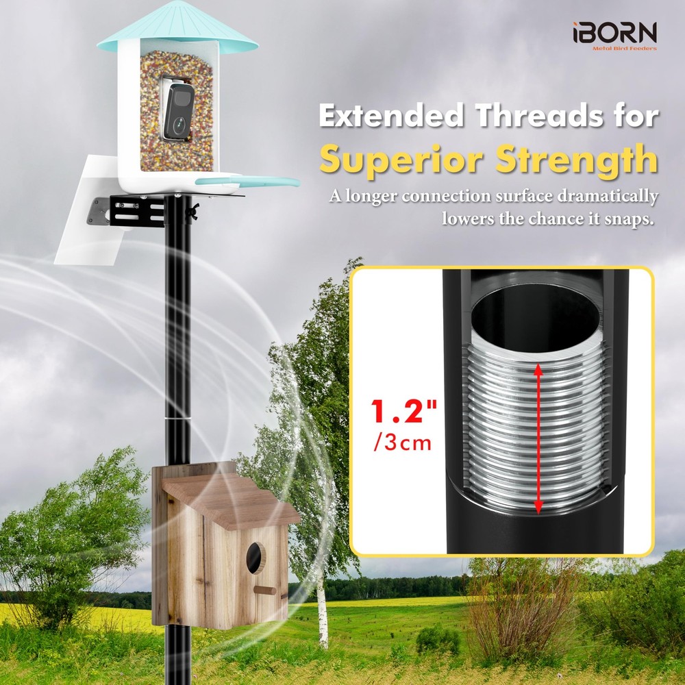 iBorn Camera Bird Feeder Pole Pole, Black House