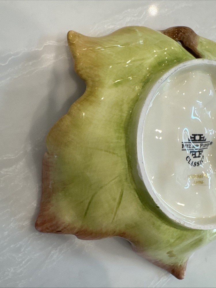 Fitz & Floyd Grapes Leaf Embossed Nut Candy Trinket Dish NOB