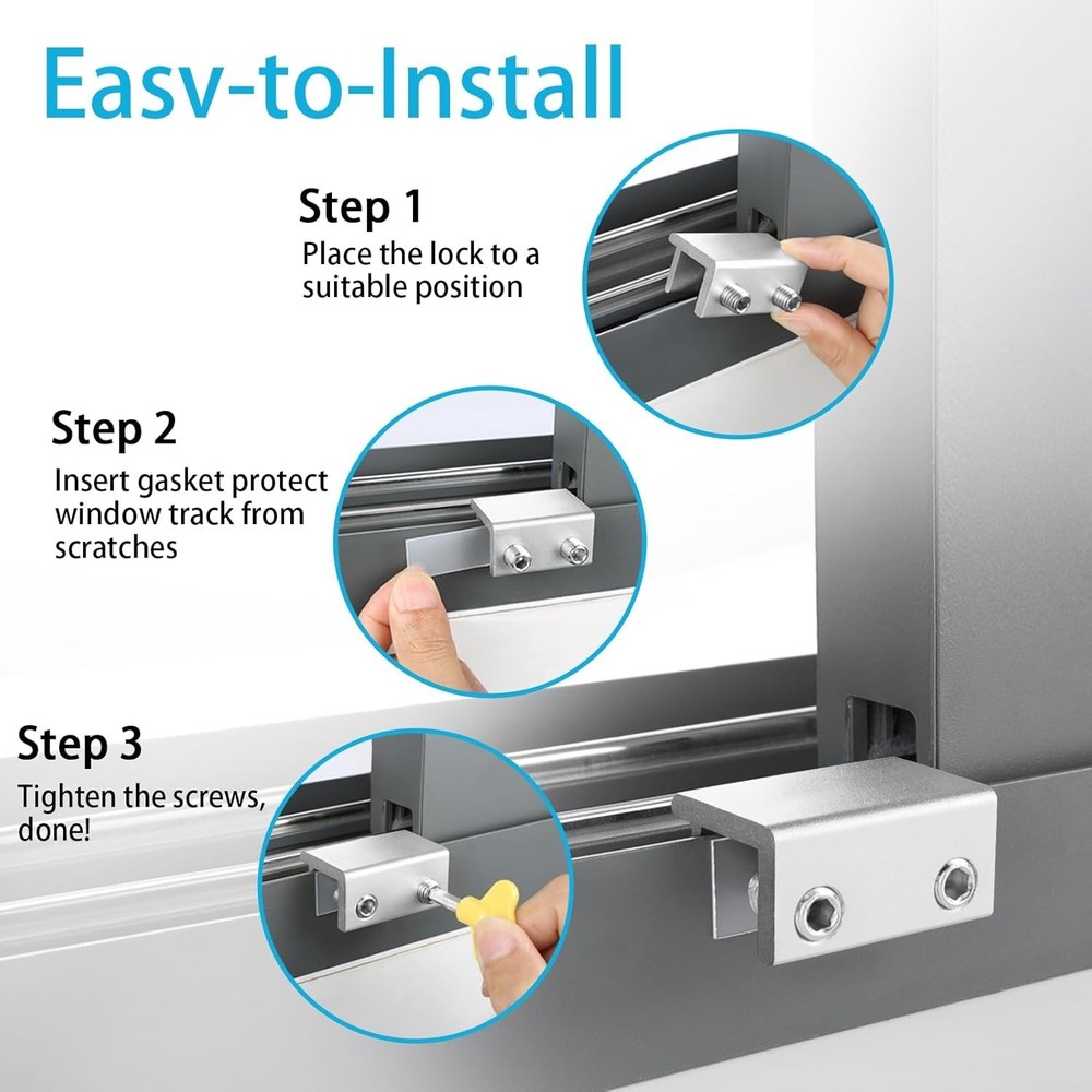 Easy Install 8 Pack Window Locks with Key - Safety Solution for Home & Office