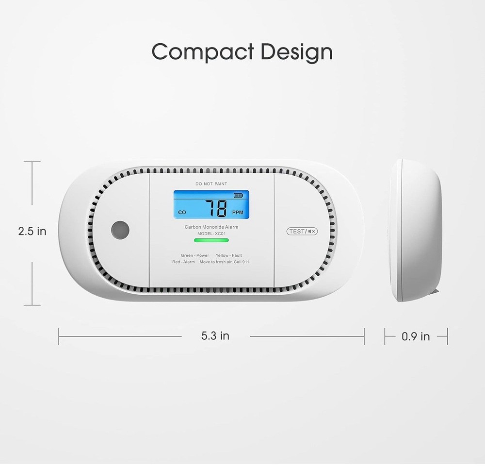X-Sense CO Detector W/ Digital LCD Display Replace Battery