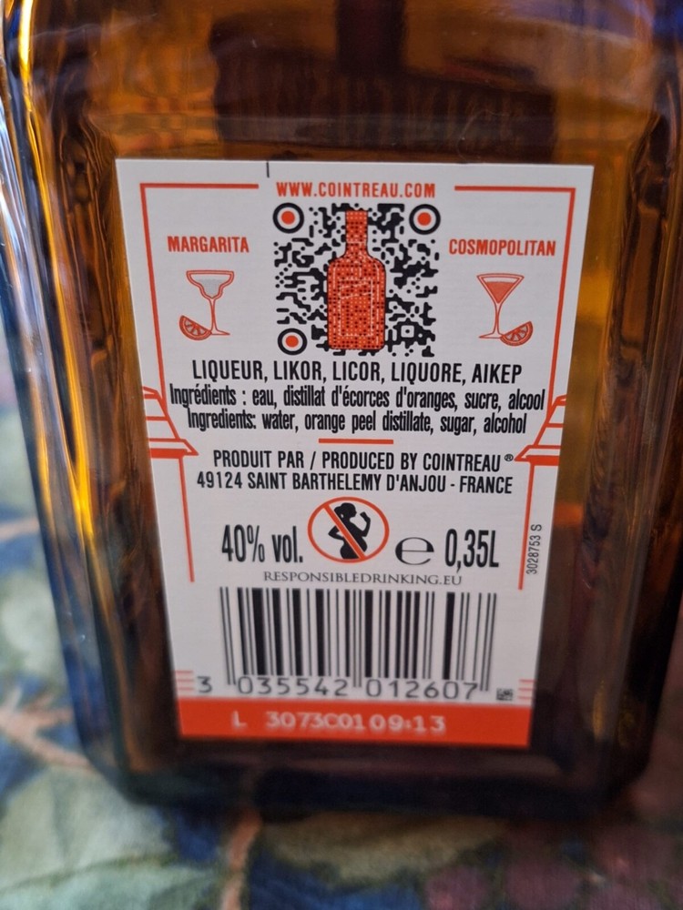 Empty Cointreau bottle, unusual size 35cl