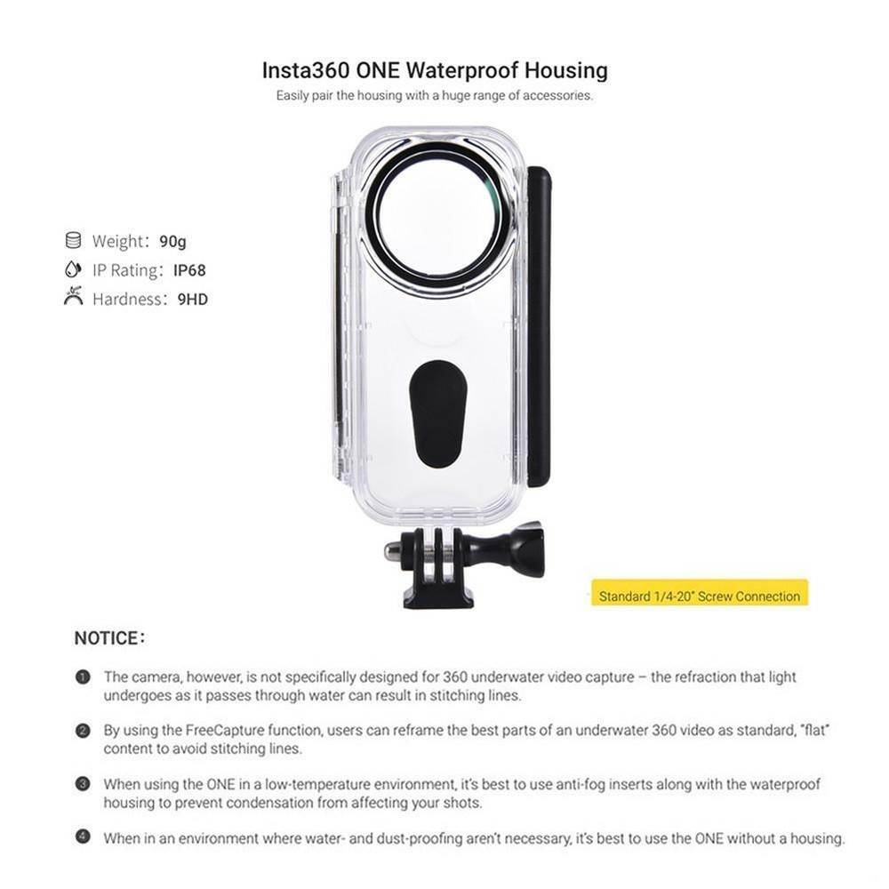 Acrylic Waterproof Diving Case Shell Protective Cover for Insta360 ONE X Camera